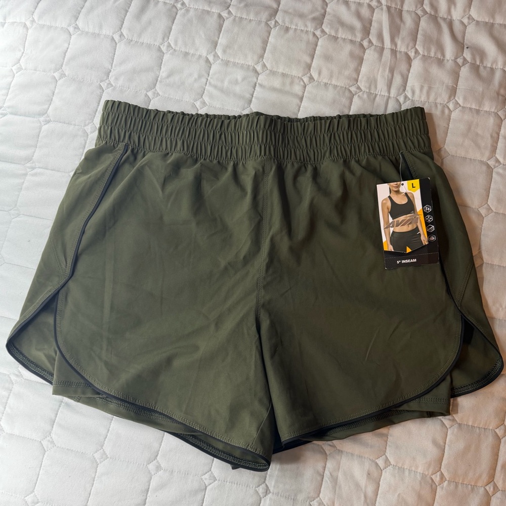 Women’s Athletic Running Shorts - Olive Green